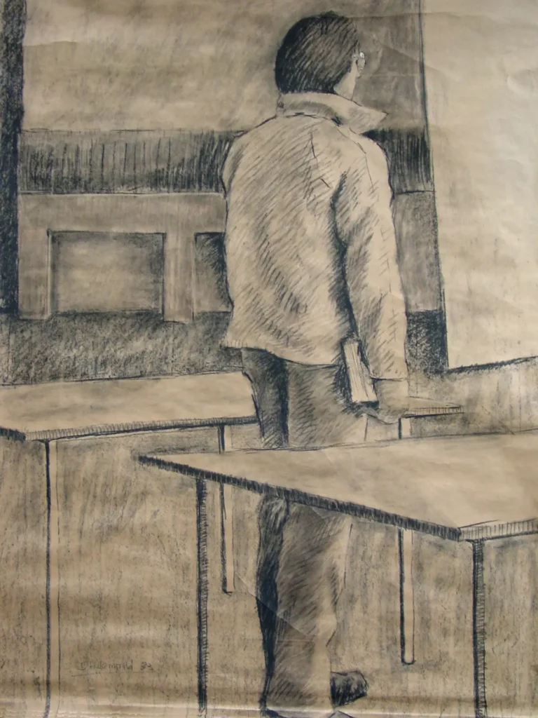 En clase. Carboncillo sobre papel, 100 x 70 cm. 1983