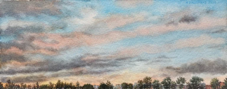 Nubes rosa sobre la ciudad universitaria